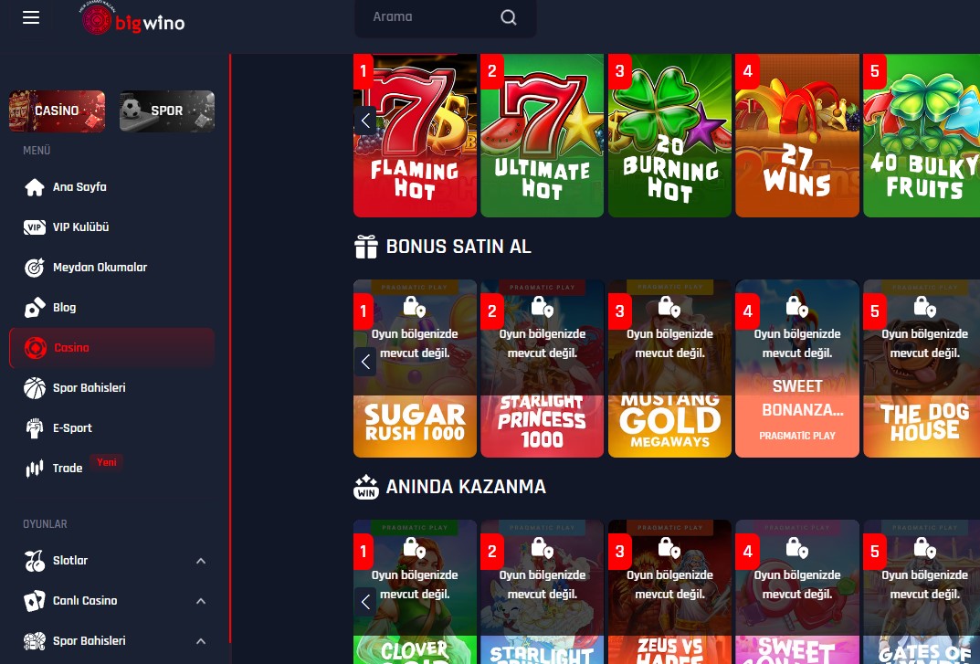Bigwino Giriş Sayfası